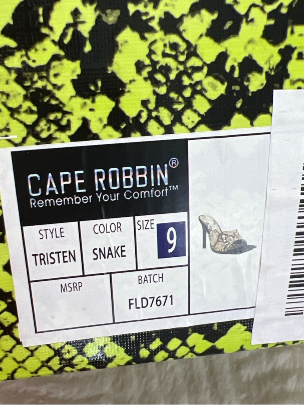 Cape Robbin Tristen Snake Print Mule Heels Square Toe Stiletto Size 9 NIB - Picture 4 of 11